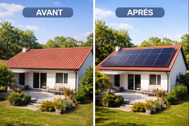 Installation solaire avant et après